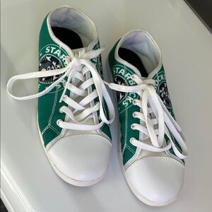 Green and White Woman Shoes